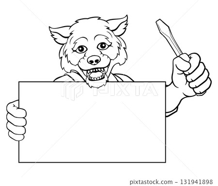 Electrician Wolf Screwdriver Tool Handyman Electrician Wolf Screwdriver Tool Handyman 131941898