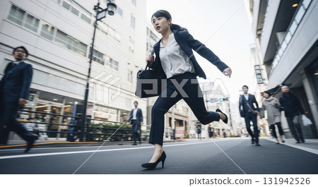 一位女商人在城市裡奔波 131942526