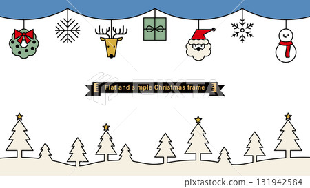 Flat and simple Christmas background.Minimalist Christmas frame. Flat and simple Christmas background.Minimalist Christmas frame. 131942584