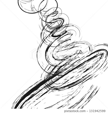 用粗糙的筆觸繪製的螺旋或龍捲風的抽象線條畫 用粗糙的筆觸繪製的螺旋或龍捲風的抽象線條畫 131942599