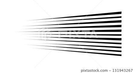 Speed line anime fast effect, manga horizontal motion strips. Comic quick halftone movement. Abstract gradient.  131943267