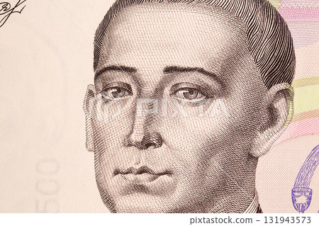Hryhorii Skovoroda a closeup portrait from Ukrainian money Hryhorii Skovoroda a closeup portrait from Ukrainian money 131943573