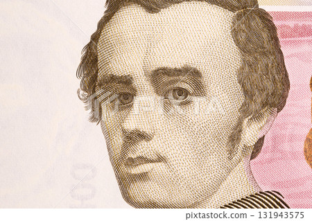 Taras Shevchenko a closeup portrait from Ukrainian money 131943575