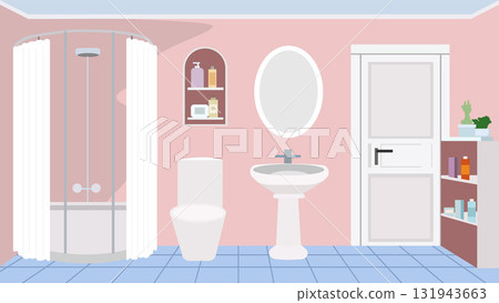 interior bathroom with toilet and furnitures 131943663