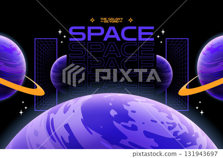 Galactic Space Composition With Typography and Digital Grids 131943697