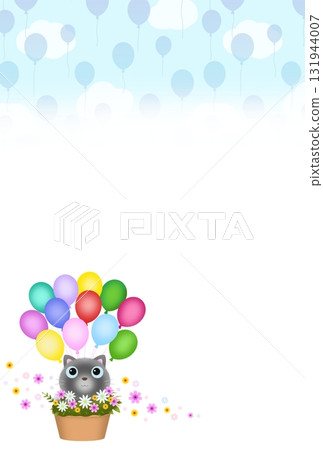 Balloon and Cat Background (Postcard) H-1 Balloon and Cat Background (Postcard) H-1 131944007