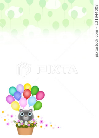 Balloon and cat background (postcard) H-2 131944008