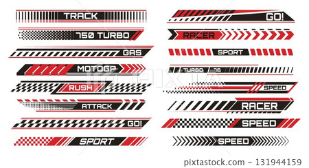 Racing stripe decals with motorcycle stickers 131944159