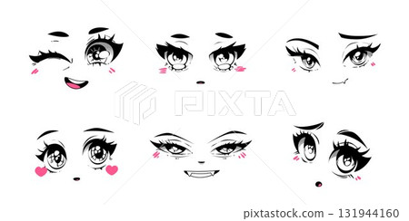 Kawaii facial expressions with anime style Kawaii facial expressions with anime style 131944160