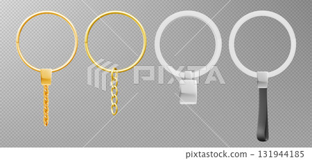 Keychain collection with golden and silver rings 131944185