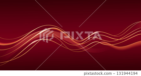 Luxury red background with golden wave ribbons 131944194