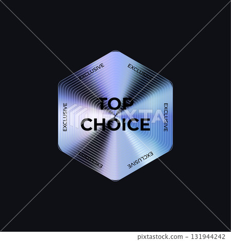 Top Choice Badge Sticker Limited Edition Label In Holograph Gradient Style. Glossy Metallic Icon Logo Seal For Branding, Promo, Ecommerce UI, Shop Product Advertising. Vector Illustration Top Choice Badge Sticker Limited Edition Label In Holograph Gradient Style. Glossy Metallic Icon Logo Seal For Branding, Promo, Ecommerce UI, Shop Product Advertising. Vector Illustration 131944242