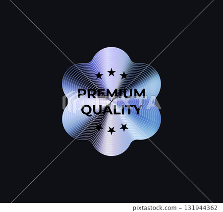 Premium Quality Badge Sticker Limited Edition Label In Holograph Gradient Style. Glossy Metallic Icon Logo Seal For Branding, Promo, Ecommerce UI, Shop Product Advertising. Vector Illustration 131944362