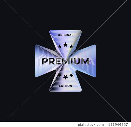 Premium Quality Badge Sticker Limited Edition Label In Holograph Gradient Style. Glossy Metallic Icon Logo Seal For Branding, Promo, Ecommerce UI, Shop Product Advertising. Vector Illustration 131944367