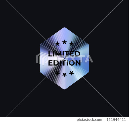 Limited Edition Badge Sticker Limited Edition Label In Holograph Gradient Style. Glossy Metallic Icon Logo Seal For Branding, Promo, Ecommerce UI, Shop Product Advertising. Vector Illustration Limited Edition Badge Sticker Limited Edition Label In Holograph Gradient Style. Glossy Metallic Icon Logo Seal For Branding, Promo, Ecommerce UI, Shop Product Advertising. Vector Illustration 131944411