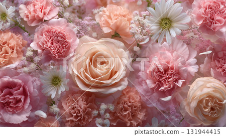 Gorgeous Floral Background | Roses and Carnations [Pink] 131944415