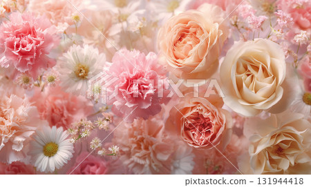 Gorgeous Floral Background | Roses and Carnations [Pink] 131944418