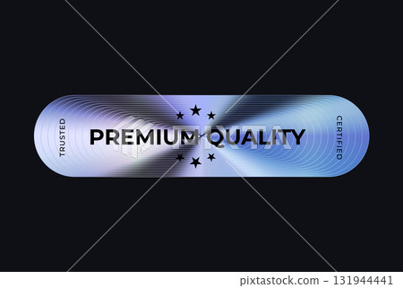 Premium Quality Badge Sticker Limited Edition Label In Holograph Gradient Style. Glossy Metallic Icon Logo Seal For Branding, Promo, Ecommerce UI, Shop Product Advertising. Vector Illustration 131944441