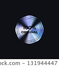 100 Percent Original Badge Sticker Limited Edition Label In Holograph Gradient Style. Glossy Metallic Icon Logo Seal For Branding, Promo, Ecommerce UI, Shop Product Advertising. Vector Illustration 131944447