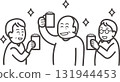 一位老人飲酒聚會的插圖。純線條圖。休閒插畫。 131944453