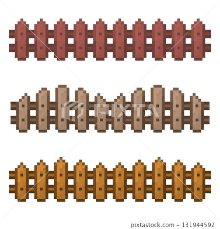 Pixel Art Wooden Fence Seamless Game Asset 131944592
