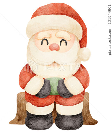 Watercolor Illustration of Santa Claus Sitting Watercolor Illustration of Santa Claus Sitting 131944901