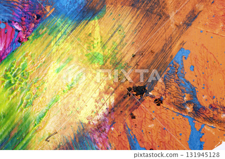 Thick abstract flowing color abstract paint splatters and splashes heavy brush strokes background 131945128