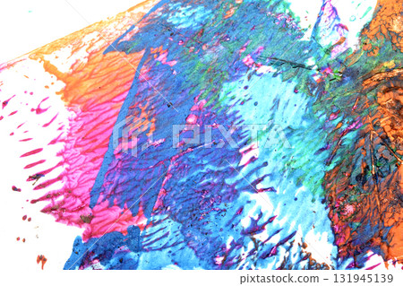 Thick abstract flowing color abstract paint splatters and splashes heavy brush strokes background 131945139
