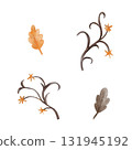 Hand painted watercolor Halloween leaves and branches. Autumn botanical design element for greeting card, invitation, or fall decor. 131945192