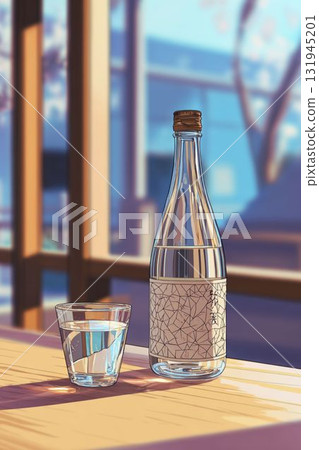 輕盈透明的酒瓶和酒杯 - 桌上美麗的倒影 7 131945201