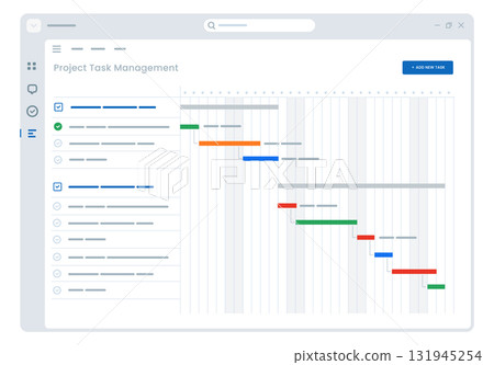 Gantt chart for project task management visualizes project timelines dependencies tool for project managers teams software application Gantt chart for project task management visualizes project timelines dependencies tool for project managers teams software application 131945254