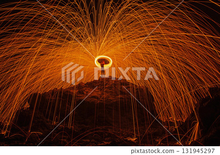 Steel wool spinning Steel wool spinning 131945297