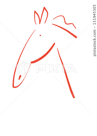 Simple ink painting of a horse profile 2026 New Year's material Red Simple ink painting of a horse profile 2026 New Year's material Red 131945305
