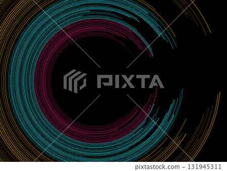 Colorful minimal circular lines abstract tech background Colorful minimal circular lines abstract tech background 131945311
