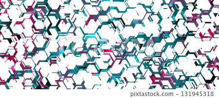 Bright blue purple white abstract tech hexagonal pattern background 131945318