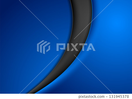 Blue and black glossy smooth liquid waves abstract background Blue and black glossy smooth liquid waves abstract background 131945378