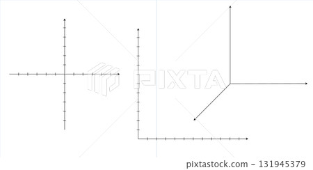 Abstract 3d coordinate wireframe. Vector cartesian system with X Y Z axes forming geometric perspective. Modern math illustration. Educational background for science or engineering isolated 131945379