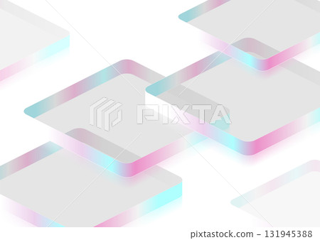 Minimal pastel holographic 3D squares with glass effect on white background Minimal pastel holographic 3D squares with glass effect on white background 131945388