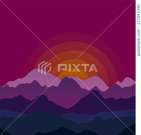 Nature summer evening landscape with mountain peaks Nature summer evening landscape with mountain peaks 131945390