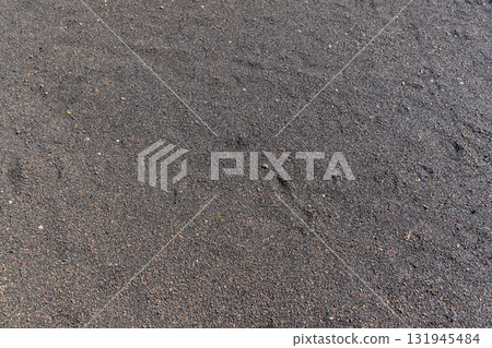 a narrow walking path in the park made of natural finely crushed rubble, not a wide path for pedestrians to walk in the park 131945484