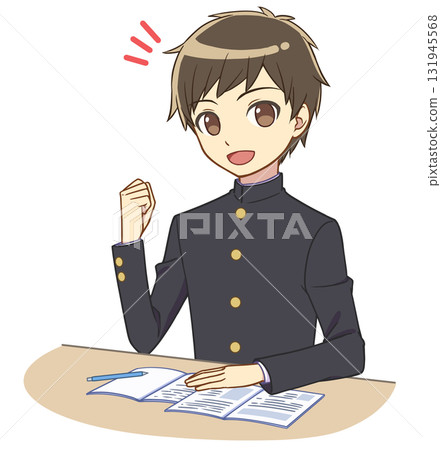 穿著校服學習的男孩,握拳 穿著校服學習的男孩,握拳 131945568