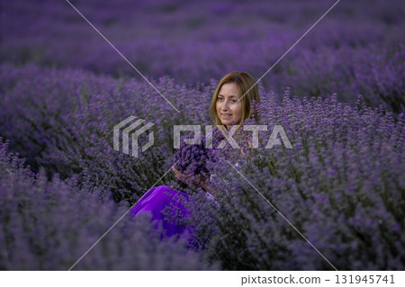 Lavender Fields Woman Purple Dress: Summer Romance Photography, Provence France 131945741