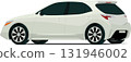 Modern sports hatchback angled rear side view 131946002