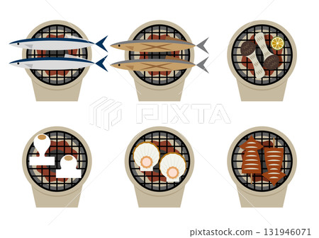 在木炭烤架上燒烤食物 在木炭烤架上燒烤食物 131946071