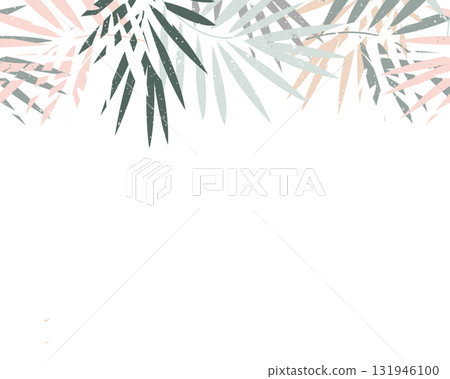 Tropical leaves foliage border. Floral arrangement nature backdrop. Vector illustration isolated on white background 131946100