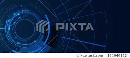 Technology science concept banner. Molecular technology structure with digital overlay Technology science concept banner. Molecular technology structure with digital overlay 131946122