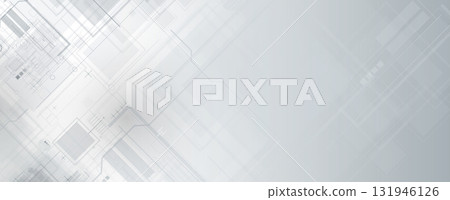 Technology science concept banner. Molecular technology structure with digital overlay 131946126