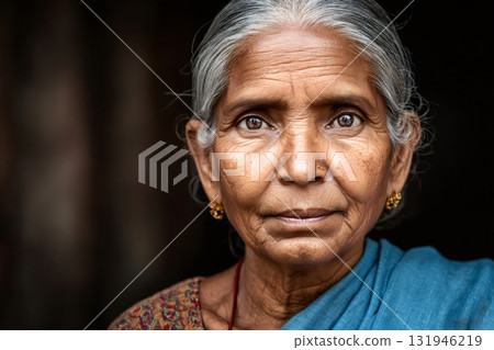 Senior indian woman portrait showing wisdom and dignity 131946219