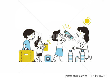 Illustration of preparing disaster prevention supplies at home Illustration of preparing disaster prevention supplies at home 131946262