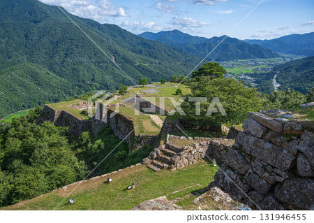Takeda Castle, a castle in the sea of clouds. View of Minami Ninomaru and Minami Senjo from the castle tower. Takeda Castle, a castle in the sea of clouds. View of Minami Ninomaru and Minami Senjo from the castle tower. 131946455